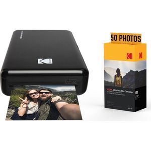 KODAK Pack Imprimante Photo Printer PM220 et Cartouche MSC50 - Photos 5.4 * 8.6 cm, WiFi, Compatible avec iOS et Android - Noir