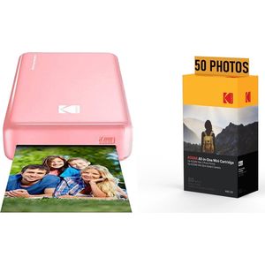 KODAK Pack Imprimante Photo Printer PM220 et cartouche MSC50 - Photos 5.4 * 8.6 cm, WIFI, Compatible avec iOS et Android - Rose