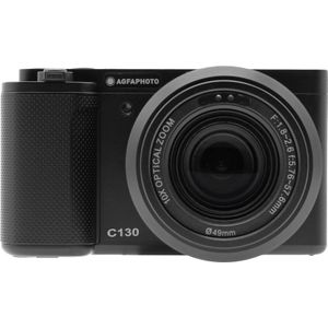 AGFA Photo Realishot C130 Compacte digitale camera, CMOS-sensor, 2,8 inch lcd-touchscreen, beeldstabilisatie, autofocus, extern SD-geheugen, oplaadbare batterij, zwart