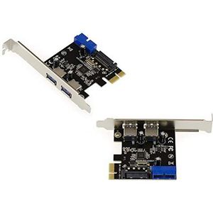 KALEA-INFORMATIQUE PCIe-naar-USB 3.0-controllerkaart met 4 5G-poorten: 2 EXTERNAL en 2 INTERN (19-pins USB3-aansluiting). met Via VLI VL805-chipset