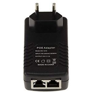 KALEA-INFORMATIQUE Externe voeding POE Power Over Ethernet 220V naar 12V 1A. Injectie + op draden 4 en 5, en - op draden 7 en 8. RJ45 ingang en uitgang.