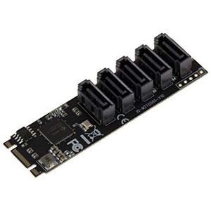 KALEA-INFORMATIQUE M.2 (M2 NGFF) type PCIe M of B+M Key 5 Port SATA 3.0 6Gbps met JMB585 chipset