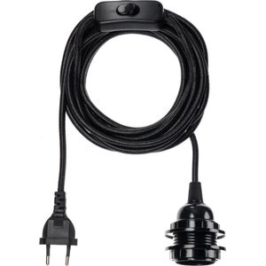 Lampfitting met stekker en schakelaar - Zwart - 1 fitting