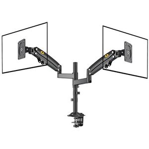 Ergosolid H180,Tafelmontage met gasveer voor dubbele 22-32 inch LCD LED-monitoren met VESA max. 100 x 100 mm, tot 2x 12 kg,Zwart