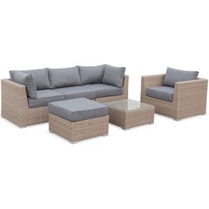 sweeek - Loungeset 5 plaatsen, rond wicker