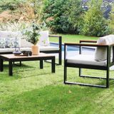 sweeek - 5-zits loungeset van aluminium en eucalyptus - nazca