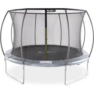 sweeek - Ronde trampoline ø 370 cm grijs met binnennet - saturne inner - trampoline 3,7m 370 cm