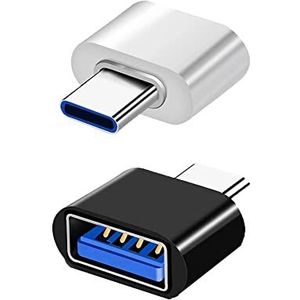 Magnet USB C naar USB 3.0 adapter, OTG-adapter USB-C naar USB-A compatibel met MacBook, smartphones USB C en Type-C randapparatuur (zwart en wit)