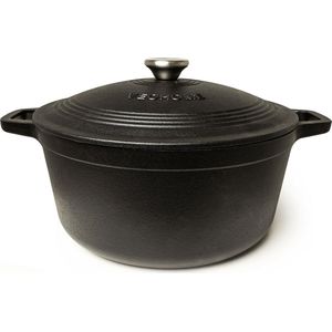 Zwarte Mat Geëmailleerde Gietijzeren Braadpan en Stoofpot 6L - Geschikt voor Alle Hittebronnen, Inclusief Inductie