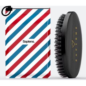 Sapiens Baardborstel voor heren, borstel van wildzwijnhaar, ideaal voor stylen, disciplineren van baard en snor en aanbrengen van baardolie, zakformaat