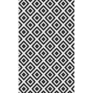 Mani Textile - Tapijt Black & White geruit afmetingen - 80 x 150 cm