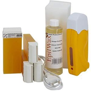 EpilWax - Complete Ontharings-set - Harsverwarmingsapparaat - 4 Roll-on Harspatronen met Honing - 100 Strips en Waxolie