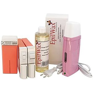 EpilWax Royal Complete Waxing Kit Lichaam, Bikini, Gezicht met: Professionele Wax Heater 3 Roll-On Waxen 100 ml Roze, 1 Bikini,1 Gezicht,100 Strips,1 After Waxing Oil 250ml (Royal CMV Series)