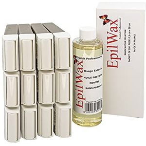 EpilWax - Restocking kit met: 12 Roll-on Cartridges met Chocolade, 1 pak van 100 non-woven strips voor epileren en 1 fles 250 ml neutrale olie na het ontharen (Chocolate Series)