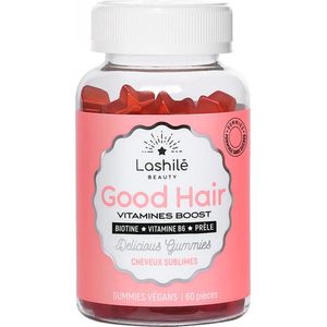 Lashilé Beauty Good Hair - Versnelde groei, versterking en vitaliteit van het haar - veganistische voedingssupplementen - met biotine, zink en vitamine B8, C en B6 - 1 maand (60 elastiekjes)