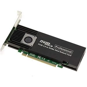 16x PCIe 3.0 Controllerkaart - High en Low Profile - Voor 4 M.2 NVMe M Key SSD's - ASMEDIA ASM2824 Chipset