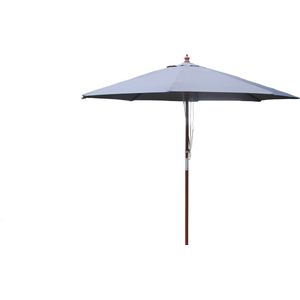 Concept-U - Ronde houten parasol Ø 2,7 m grijs canvas NAPOLI