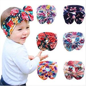 MYWILON Baby 6 pieces of hair bands for Newborns Baby Girls meisjes - Tulband elastisch Haaraccessoire voor baby’s meisjes (Ronde strikken)
