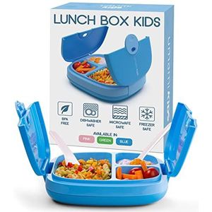 UMAMI Lunchbox Kids - mit Besteck, auslaufsicher, langlebig, Bento-Stil, (Kita-Jungen und Mädchen,BPA-frei, mikrowellen- und spülmaschinenfest), 3 große Fächer,ideale Portionsgrößen für 3 bis 9 Jahre