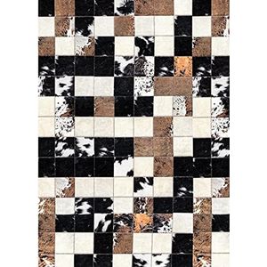 Mani Textile - Tapijt patchwork blokjes, kleur - bruin, afmetingen: 80 x 150 cm