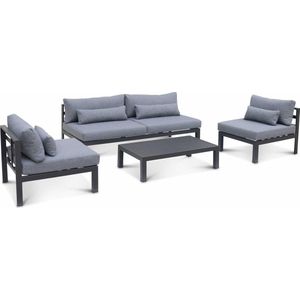 sweeek - Tuinset 5-persoons in aluminium – diepe zit – rieti