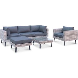 sweeek - Loungeset plat wicker, 5 plaatsen