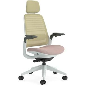 Steelcase Serie 1, ergonomische bureaustoel met LiveBack-lendensteun, 4D-accessoires en verstelbare hoofdsteun, bruin beige