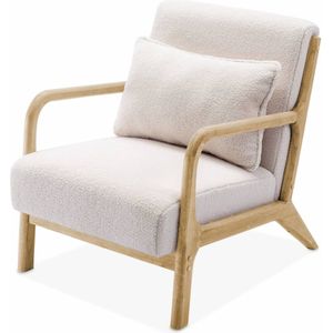 sweeek - Scadinavische fauteuil van hout en bouclé stof