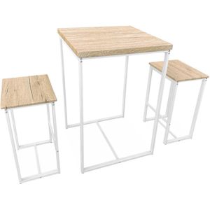 sweeek - Tafelset met barkrukken, loft, 60 x 60 x 88cm