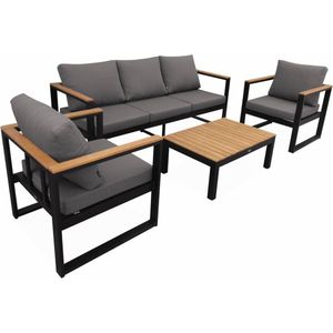 sweeek - 5-zits loungeset van aluminium en eucalyptus - nazca