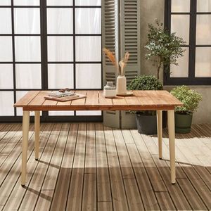 sweeek - Houten en metalen tuintafel, 150 cm