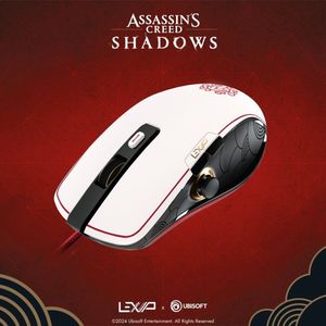 LEXIP - Assassin's Creed Shadows - USB Gaming Muis - Zwart, Wit, Rood - Optische PAW3327 Sensor 12000 DPI