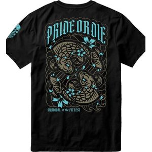 Prideordie Survival of the Fittest t-Shirt Katoen Zwart