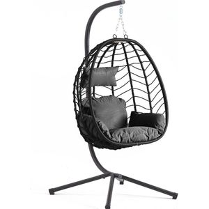 Concept-U - Hangende fauteuil in zwart rotan effect LIMA
