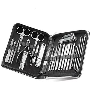 Gereedschapsset 11-26-delige nagelknipper manicureset Hoogwaardige roestvrijstalen nagelknipperschaar Repareergereedschap (Color : Black-26)