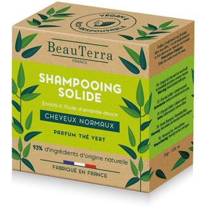 BeauTerra - Solide shampoo voor normaal haar, 75 g – formule verrijkt met amandelolie – gemaakt in Frankrijk – milieuvriendelijk en zero-afval