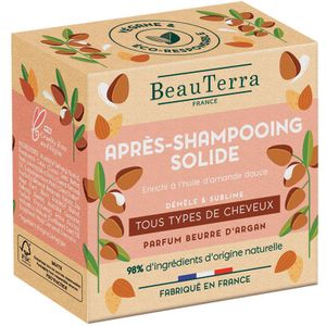 BeauTerra - Na vaste shampoo voor alle haartypes, 50 g – ontward en mooi – met amandelolie – gemaakt in Frankrijk – milieuvriendelijk en zero afval