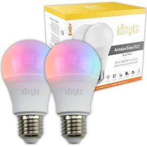 Konyks Antalya Easy E27 Ledlamp, wifi + Bluetooth, 11 W, kleuren + wit, verstelbaar, compatibel met Alexa of Google Home, eenvoudige automatisering, afzonderlijk of in een set van 1 (2)