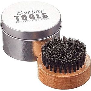 BARBER TOOLS Baardborstel met ronde metalen doos, 1 stuk