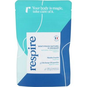 Respire Natuurlijke Kauwtandpasta Fresh Mint 120 Tabletten Navulling