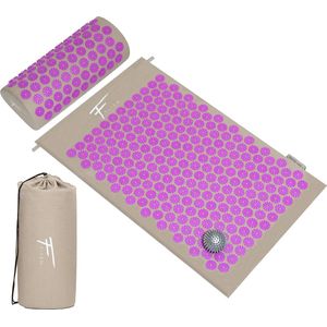 Acupressuurset - Spierontspanning - Tapijt, bloemenkussen, tas, massagebal, verlicht rug- en nekpijn. (fuchsia) - Fitem