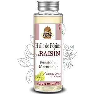 Plantaardige druivenpitolie, natuurlijk, hydraterend en zacht, huid en haar, koudgeperst, 100 ml