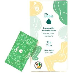 MY LUBIE - 12 condooms, groot, ultradun â€“ gesmeerd, veganistisch, fair en gezond â€“ condooms XL 57 mm â€“ gevoel huid tegen huid en kracht â€“ premium kwaliteit
