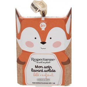 Respectueuse Mon Soin Lavant Solide Bébé + Enfant Bio 75 g