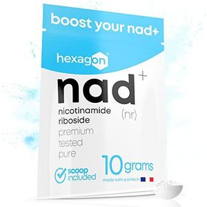 NAD+ Nicotinamide Riboside Chloride - Puur Poeder 10 Gram, +31 Dagen Kuur - Tegen Ouderdom en Vermoeidheid, NAD Booster - Made in France - Hexagon