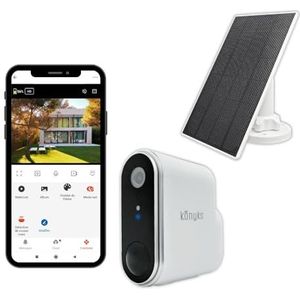 Konyks Camini Air Solar Pack | Draadloze wifi bewakingscamera voor buiten met zonnepaneel | meldingen bewegingsdetectie | nachtzicht | compatibel met Google Home en Alexa