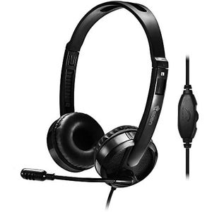 Heden Hoofdtelefoon met microfoon, bekabeld, 3,5 mm jackstekker, draaibaar, verstelbare beugel, zwart
