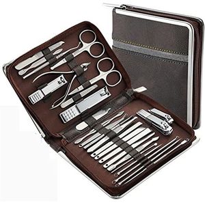 Gereedschapsset 11-26-delige nagelknipper manicureset Hoogwaardige roestvrijstalen nagelknipper Repareergereedschap (Color : 26pcs brown)
