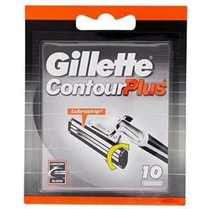 Gillette ContourPlus Scheermesjes (10 Stuks) Voor Mannen, Met Lubrastrip, 3 Mesjes, Navulmesjes, Past In Brievenbus