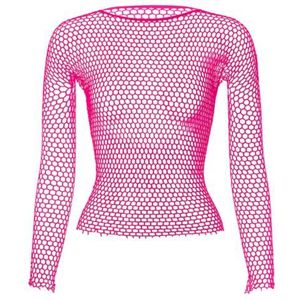 Men Mesh Fishnet Long Sleeve T-Shirt See Through Tank Top Vest Clubwear (Color:Pink,Size:One Size)